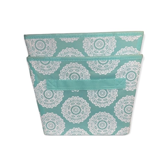 Mint Green and White Mandala Design Storage Bins (2 Bins) - Picture 4 of 5